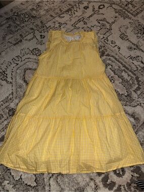 Yellow Gingham Tiered Kids Dress